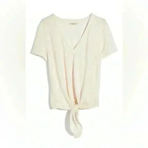 Madewell Texture & Thread V-Neck Modern Tie-Front Top Ivory Size XL